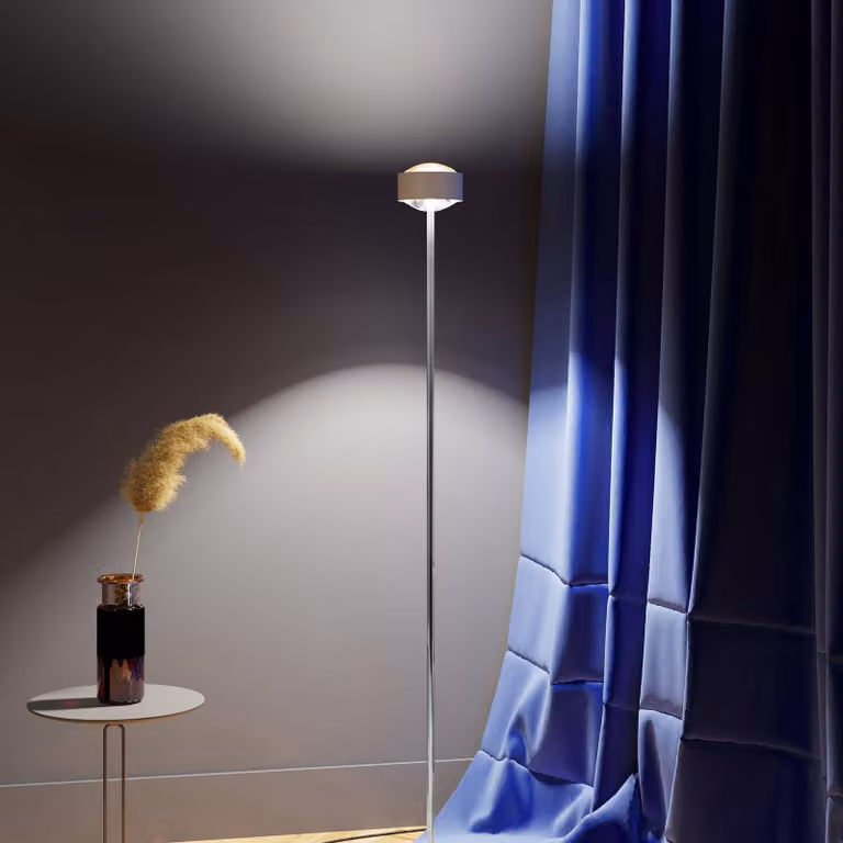 Top Light Lampada da terra a LED Puk Maxx Eye Floor, dimmerabile, Cromo / Argento, Soggiorno / Sala da pranzo, Metallo, Design, Lampada LED da terra