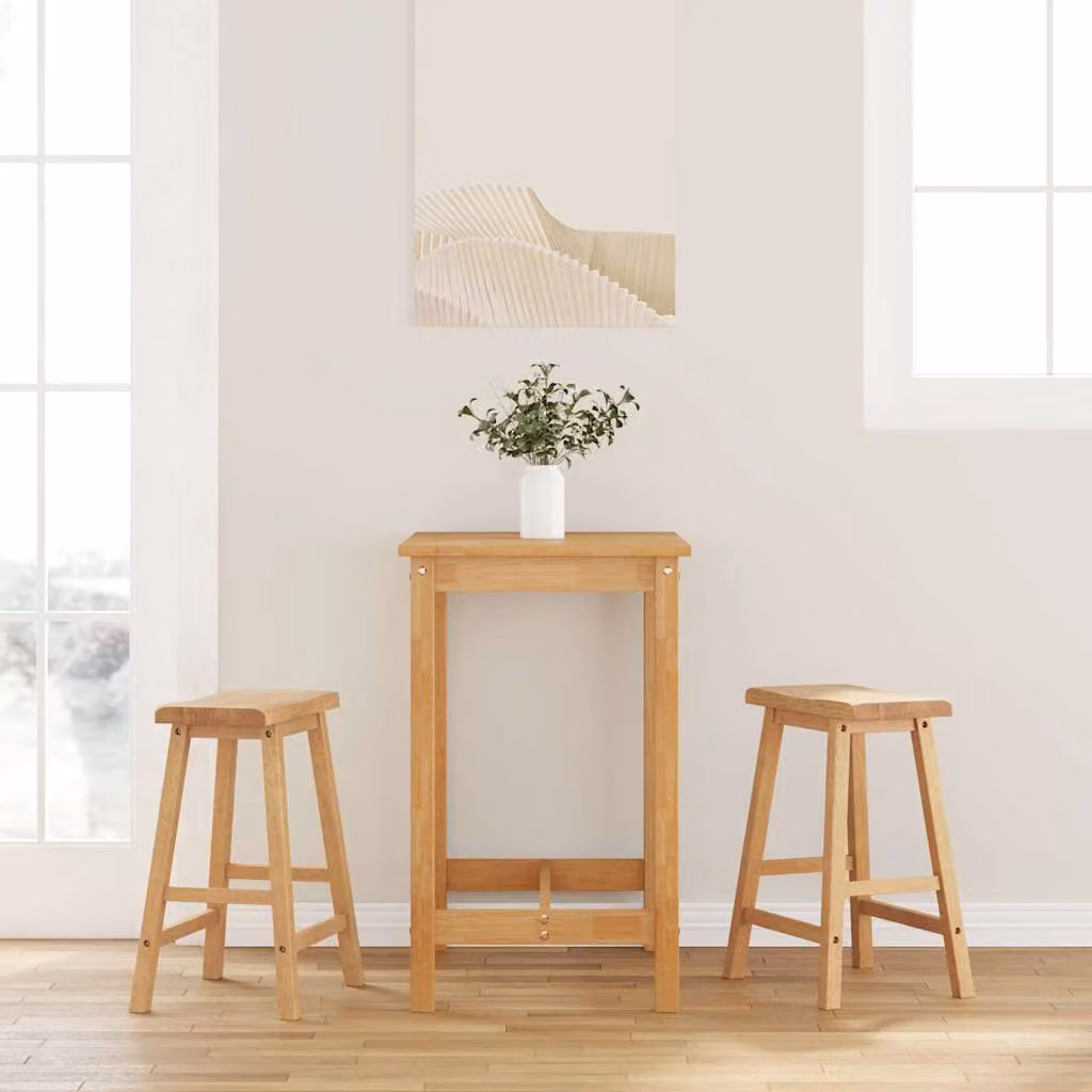 Set di 2 sgabelli da bar vidaXL in legno di Hevea naturale color marrone