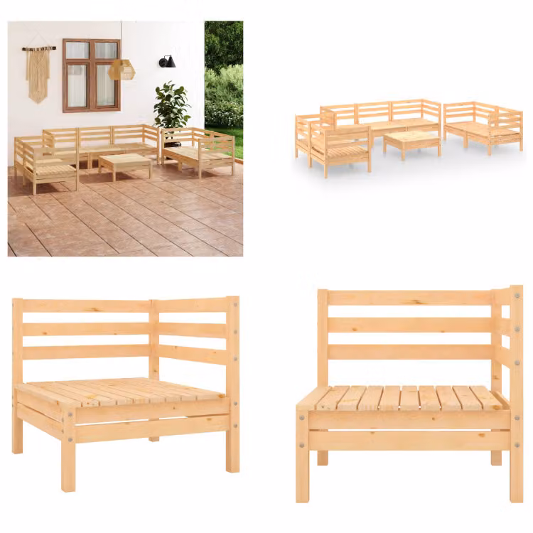 vidaXL 8 pz. Set da salotto da giardino in legno di pino massiccio - Set da salotto da giardino - Set da salotto - Set da salotto