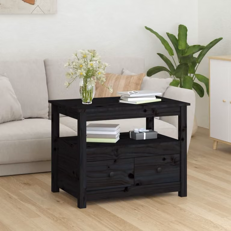 Maison Exclusive - Tavolino nero 71x49x55 cm in legno massello di pino
