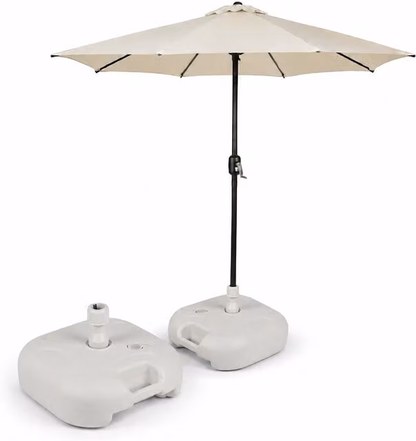 Base per ombrellone da giardino Zendea in plastica bianca, riempibile con acqua o sabbia da 20L, per pali ø22-32mm e ombrelloni fino a 2,2m, L/P/H: 44 x 44 x 14 cm