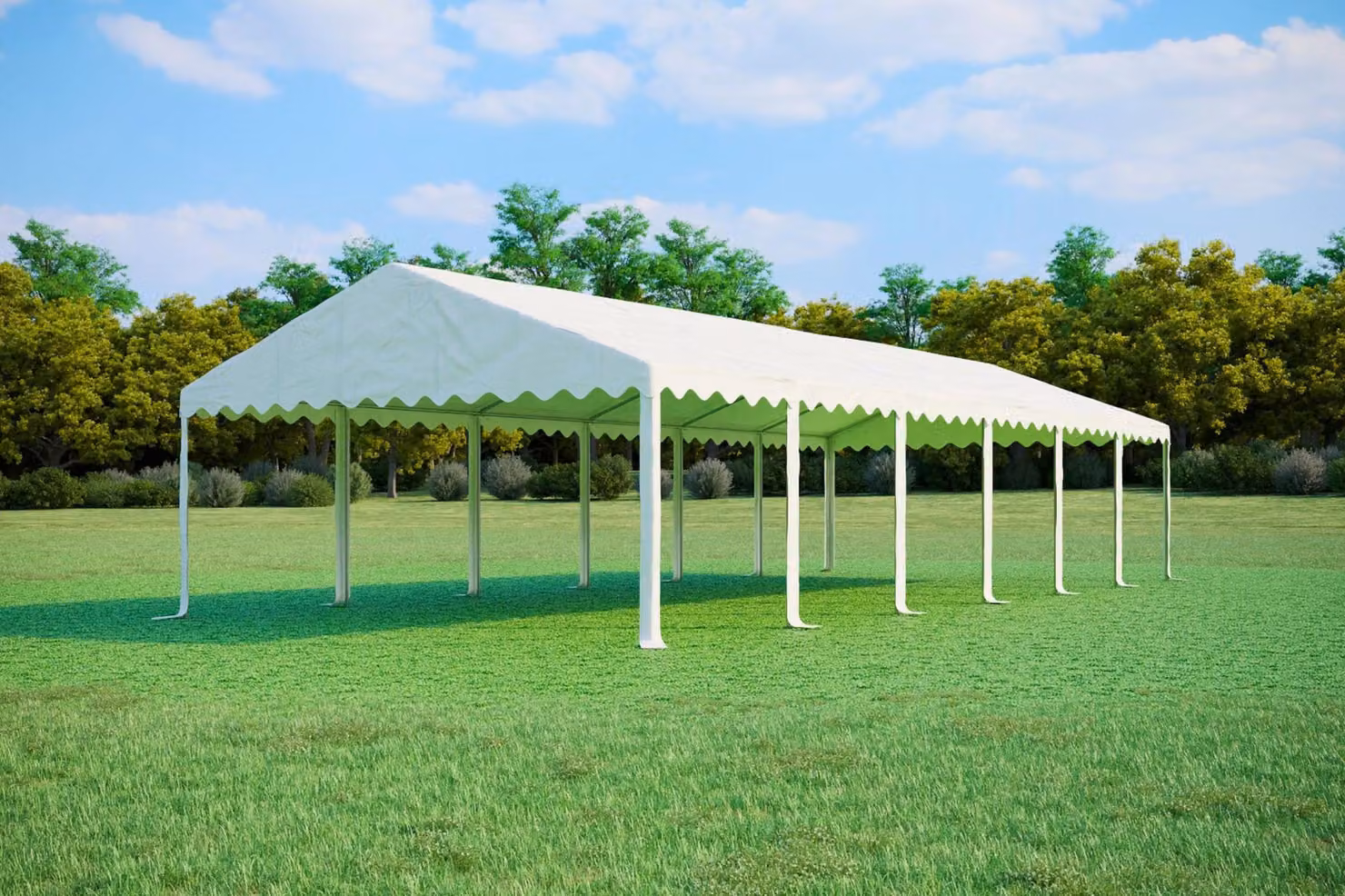 Tenda per eventi, dimensioni 5x12 metri, PVC standard, 500 g/m², colore bianco