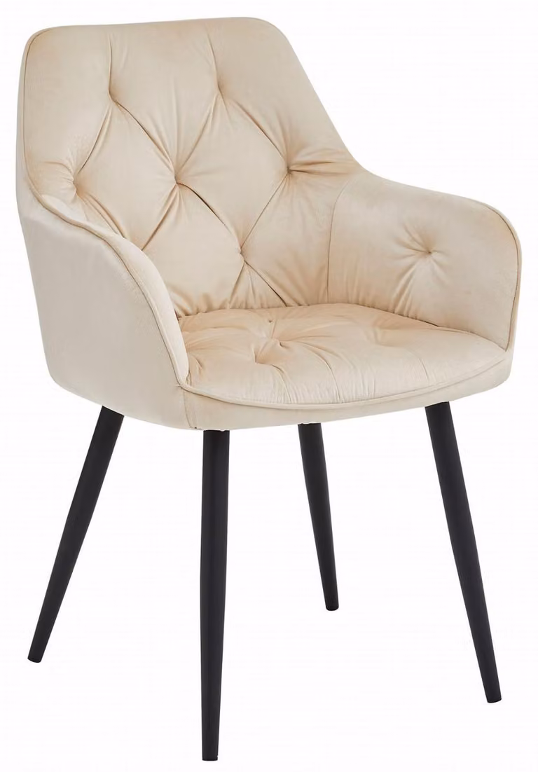 Sedia Jork in velluto beige con gambe nere