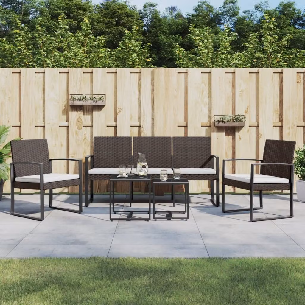 Maison Exclusive - Set da giardino da 5 pezzi con cuscini, color marrone, in rattan sintetico PP