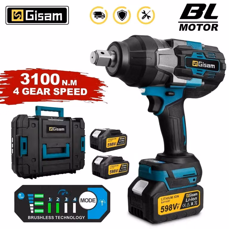 Chiave a percussione – Avvitatore a percussione brushless da 3/4 di pollice, senza fili, con elevata coppia – 18V