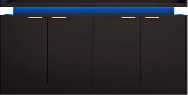 Sideboard in MDF con 4 Ante, Illuminazione LED RGB, 160x39x83 cm per Soggiorno e Sala da Pranzo