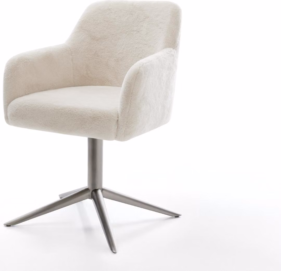 DELIFE Sedia girevole Greg-Flex Plüsch Bianco crema Base grafitica Girevole a 360° Funzione oscillante Molle insacchettate