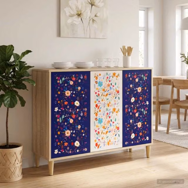 Credenza moderna MAINZ vidaXL in legno MDF color marrone L: 102 cm, P: 33 cm, H: 75 cm – 1