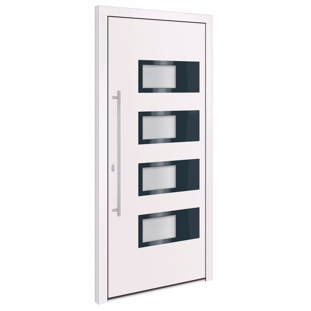 Porta Ingresso Bianca 100x210 cm in Alluminio e PVC