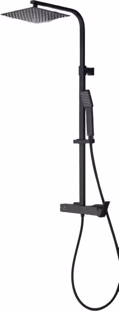 Colonna Doccia Quadrata con Miscelatore Meccanico e Deviatore Integrato, Soffione 25x25 cm e Doccetta Quadrata