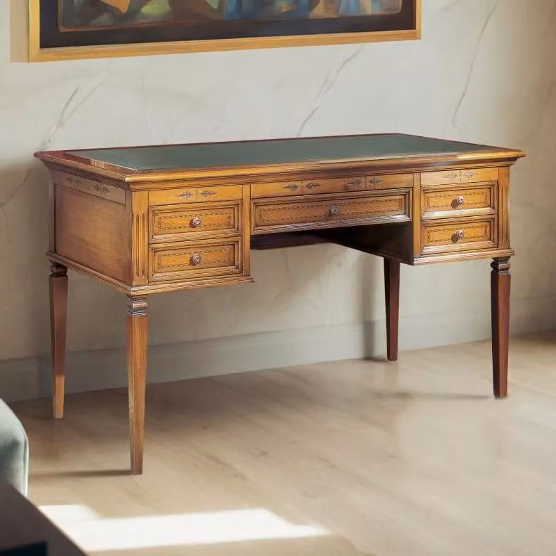 Scrivania classica in legno e pelle Mobili 2G L: 130 cm, P: 70 cm, H: 80 cm – 5