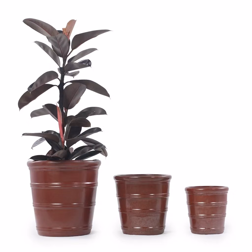 Set di 3 vasi per piante Minimal in ceramica marrone, ideali per giardino e balcone, H: 40,5 cm, 32 cm, 24 cm – 2