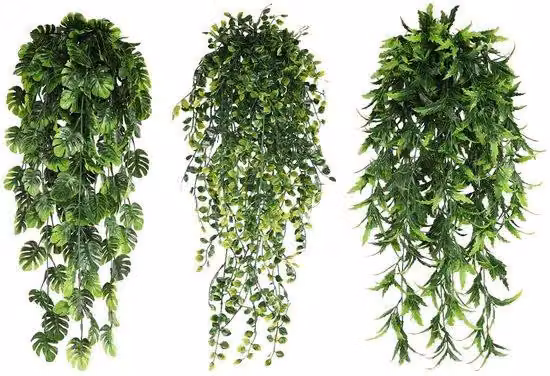 Pianta rampicante artificiale, set da 3 pezzi, 65 cm; Piante artificiali; Rampicante verde; Plastica; Giardino; Balcone; Ufficio; Feste; Decorazione da parete