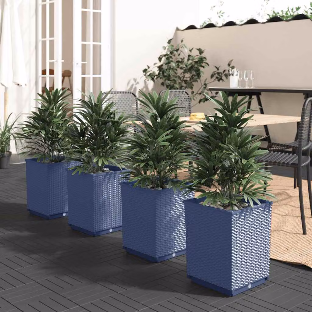 Set di 4 fioriere vidaXL in polipropilene, colore grigio e blu, L 30 cm x P 30 cm x H 37 cm
