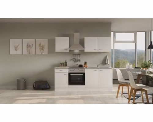 Blocco cucina con elettrodomestici Flex Well Wito 210 cm colore frontale bianco opaco colore mobile bianco