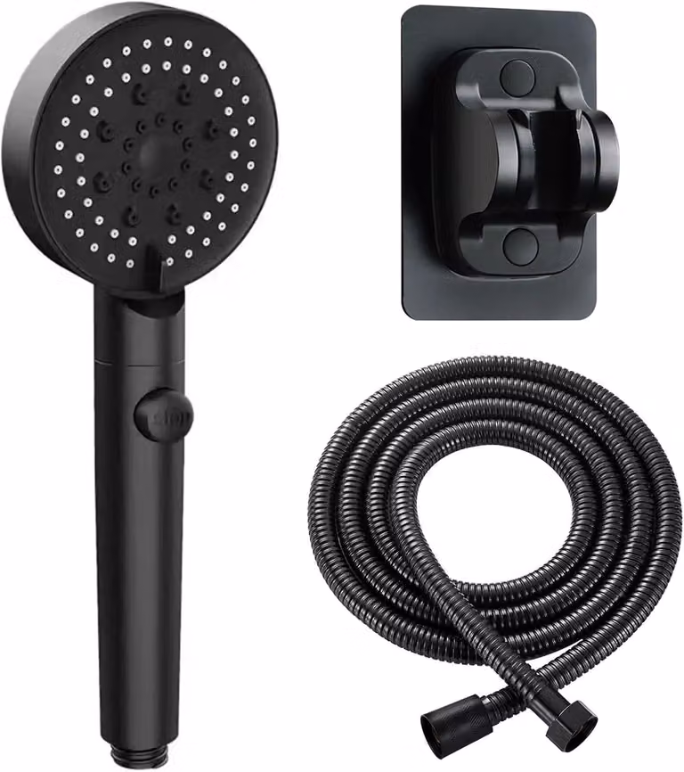 Doccetta manuale con 6 getti regolabili, tubo flessibile da 1,5 metri, a risparmio idrico, per l'uso in doccia