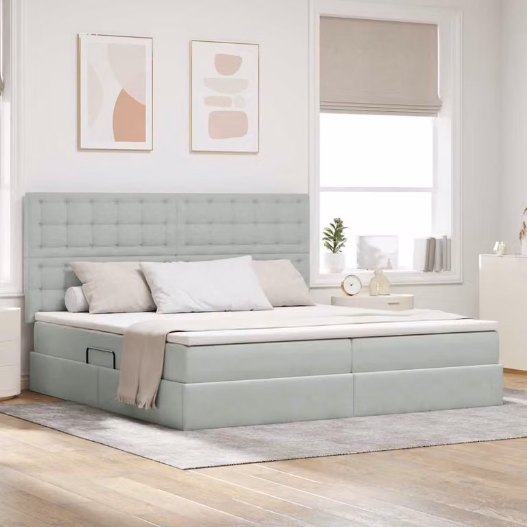 Letto con contenitore e materasso vidaXL Grigio, L/P: 200 x 200 cm, H: 280 cm