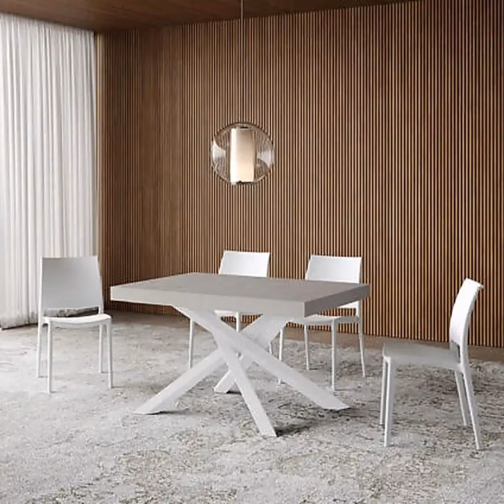 Tavolo allungabile Itamoby Volantis cashmere con gambe bianche L: 140-400 cm, P: 90 cm – 2