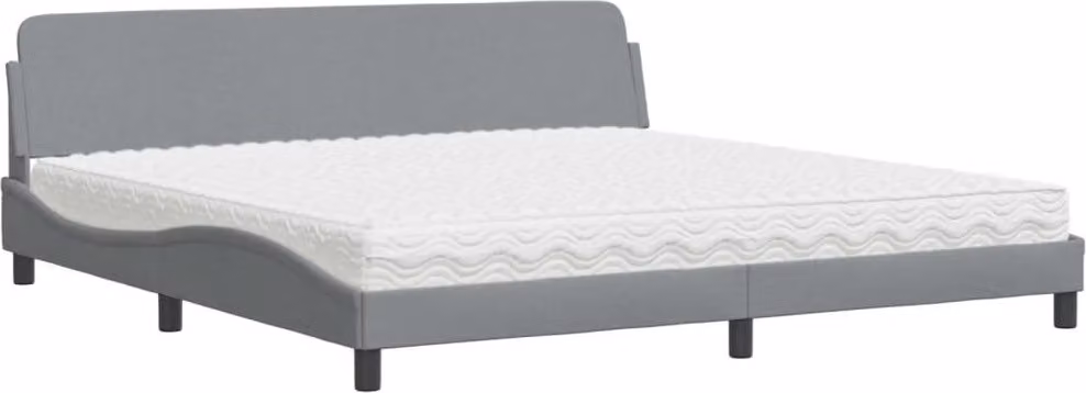 Letto con Materasso Dover Grigio Chiaro 200x200 cm in Tessuto