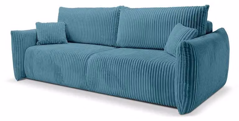 Divano a tre posti con funzione letto, modello "Alloro", colore "Acqua Profonda"