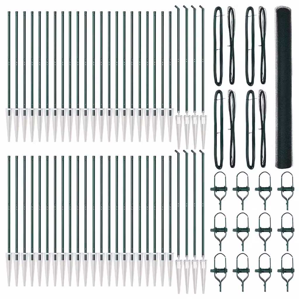 Recinzione esagonale con palo vidaXL in acciaio rivestito in PVC verde, L: 150 cm, H: 100 cm – 2