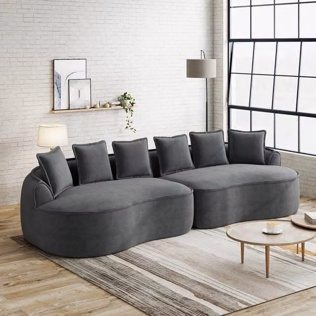 Divano 4 Posti in Tessuto Chenille con Cuscini ¨C Xylo ¨C Grigio