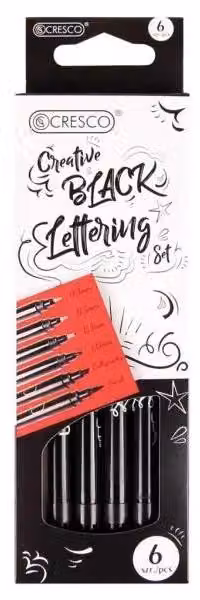 Set di 6 pennarelli per calligrafia e lettering BLACK - Cresco