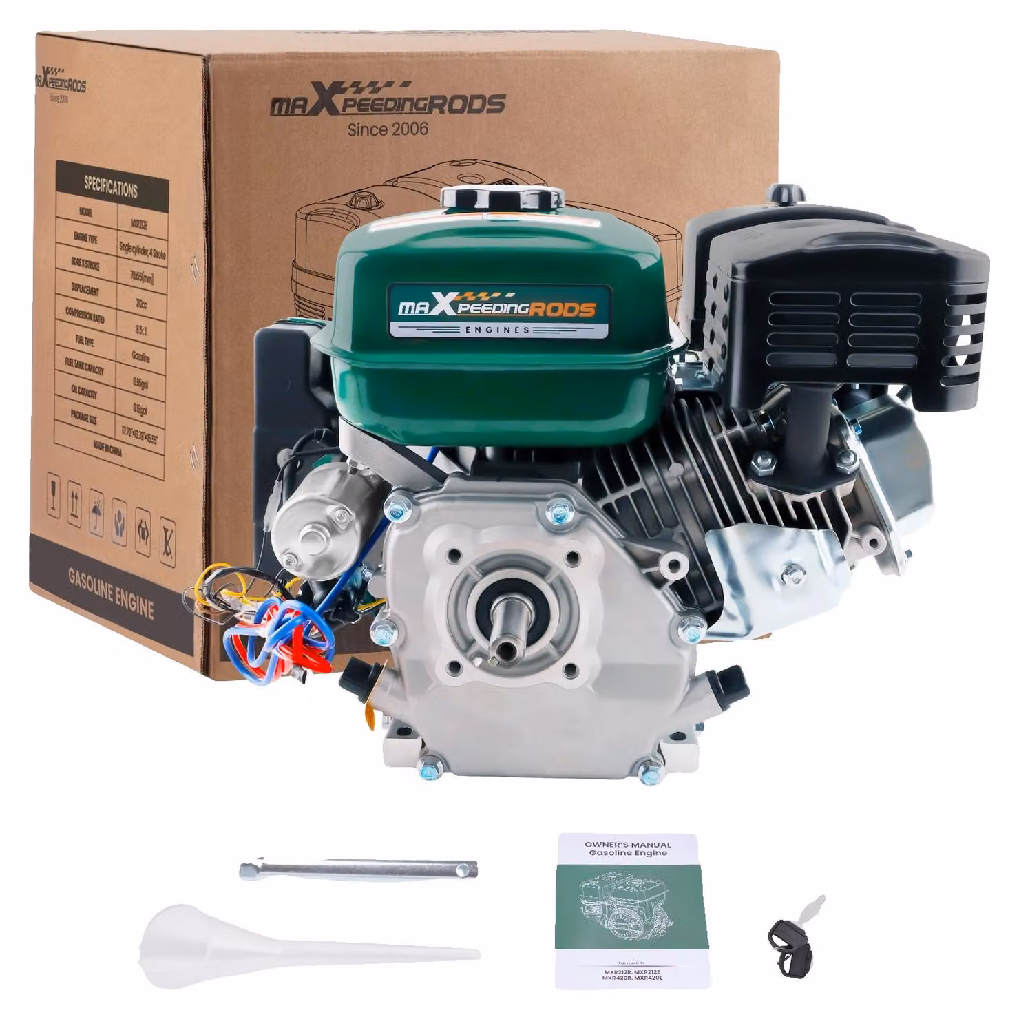 Motore a benzina, 7 cavalli, 212 cm³, avviamento elettrico, orizzontale, 3,6 kW