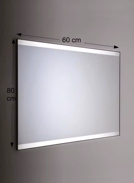 Specchio da parete rettangolare Etrusca con retroilluminazione LED e cornice nera L: 60 cm, H: 80 cm
