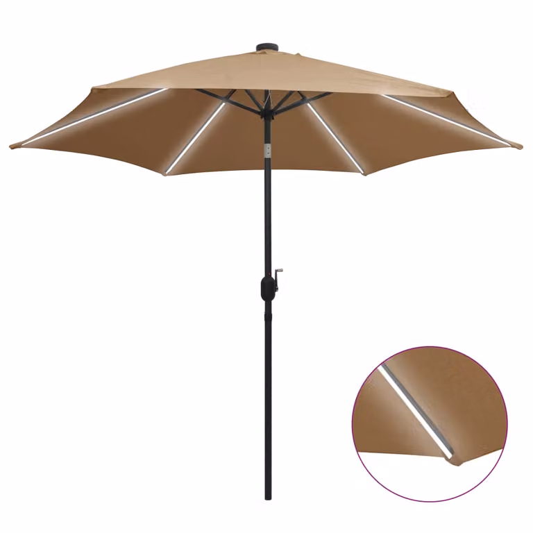 The Living Store Ombrellone con luci LED e asta in alluminio 300 cm Taupe