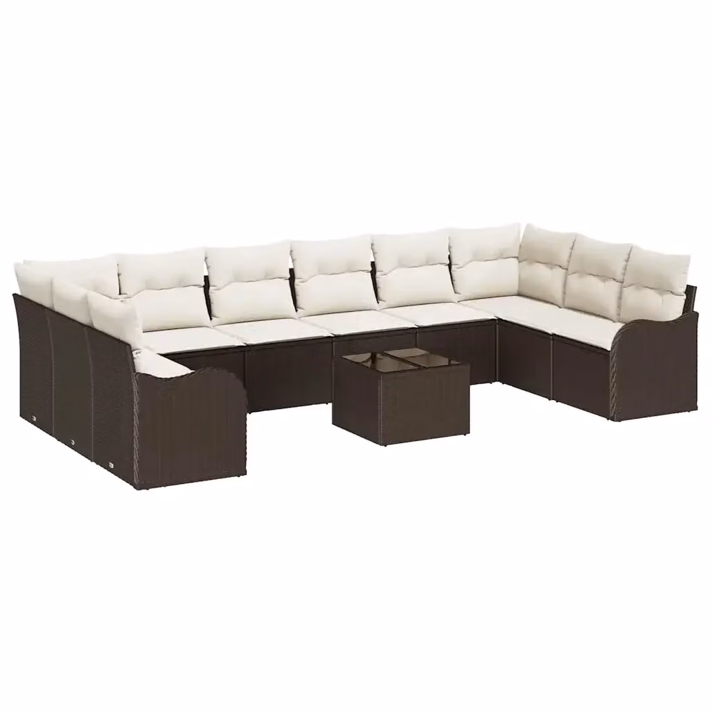 Set Divano da Giardino vidaXL in Polyrattan Marrone con Tavolino e Cuscini, L/P/H: 55 x 55 x 37 cm – 2