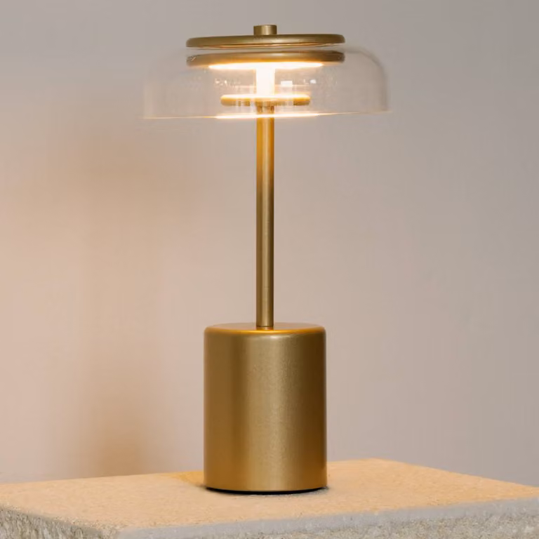 Nuura Lampada LED da tavolo ricaricabile Blossi, altezza 26 cm, color dimmerabile, Ottone / Oro, Metallo, Scandinavo