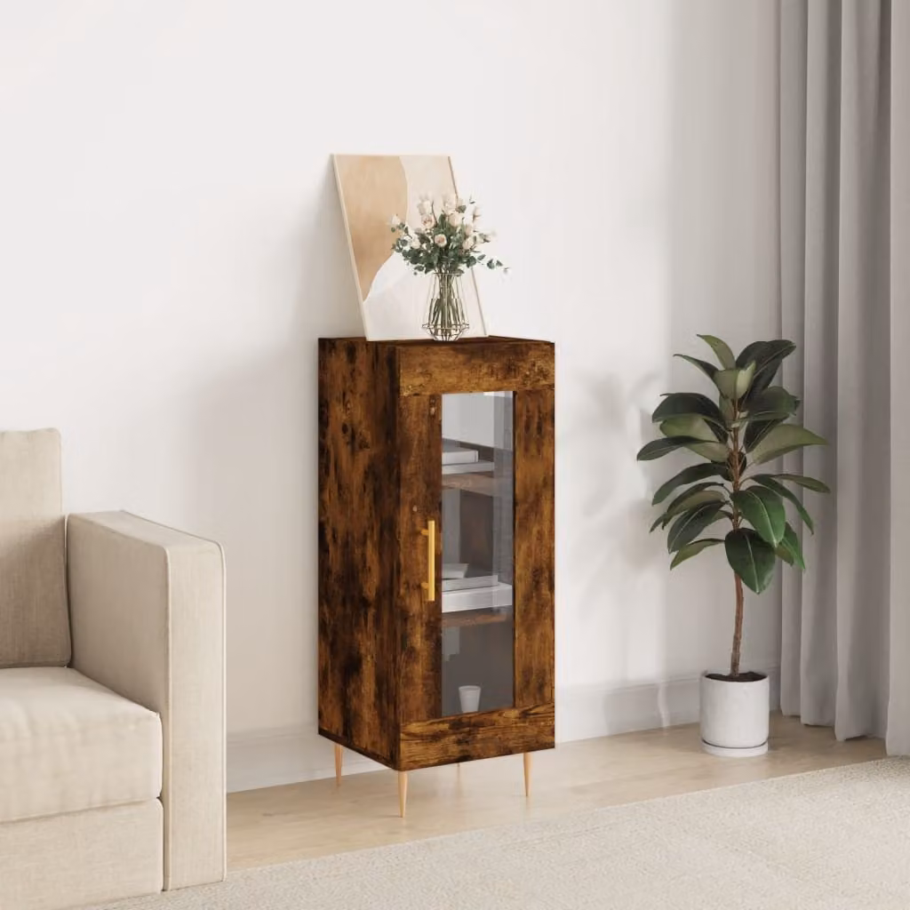 Credenza vidaXL in Rovere Fumo e Legno Multistrato, Colore Marrone, L/P/H: 34,5 x 34 x 90 cm