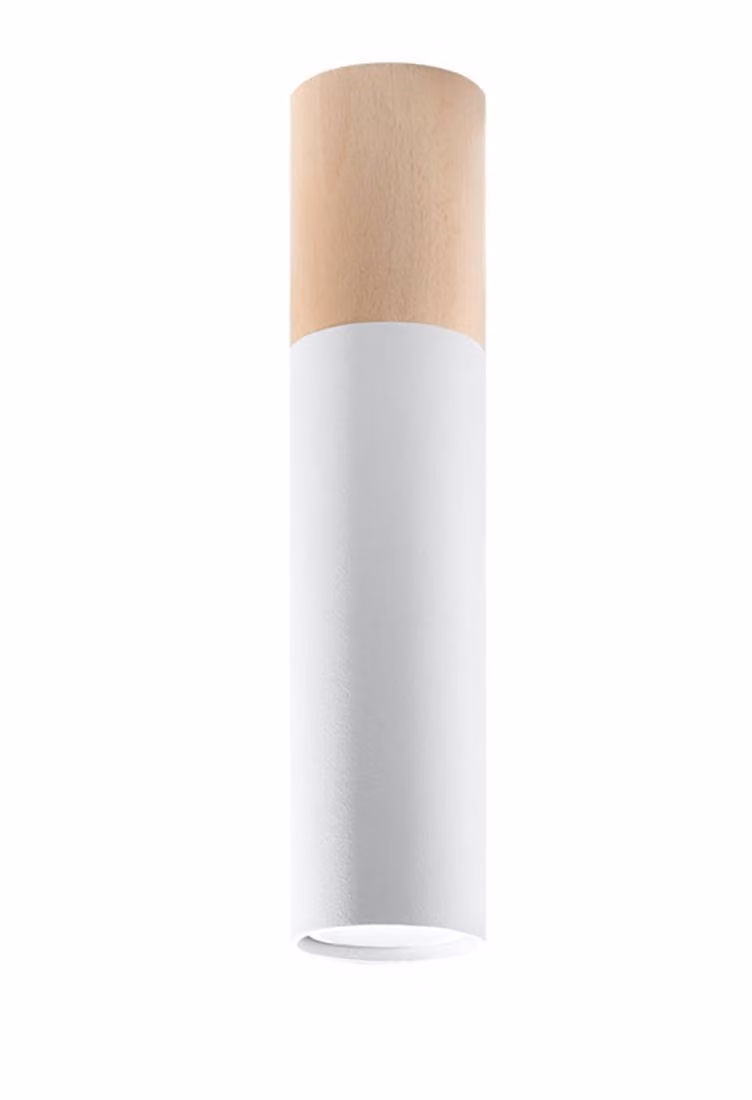 Lampada da soffitto PABLO bianco 1xGU10 10W acciaio/legno 30x6x6cm Sollux Lighting