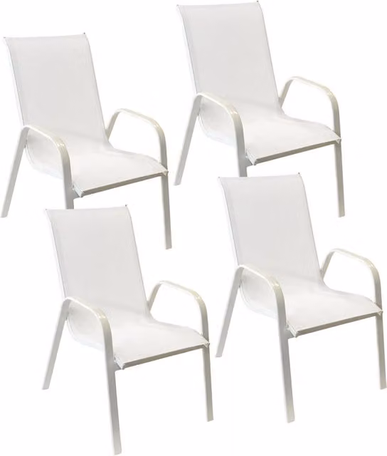Set di 4 sedie MARBELLA in textilene bianco - alluminio bianco