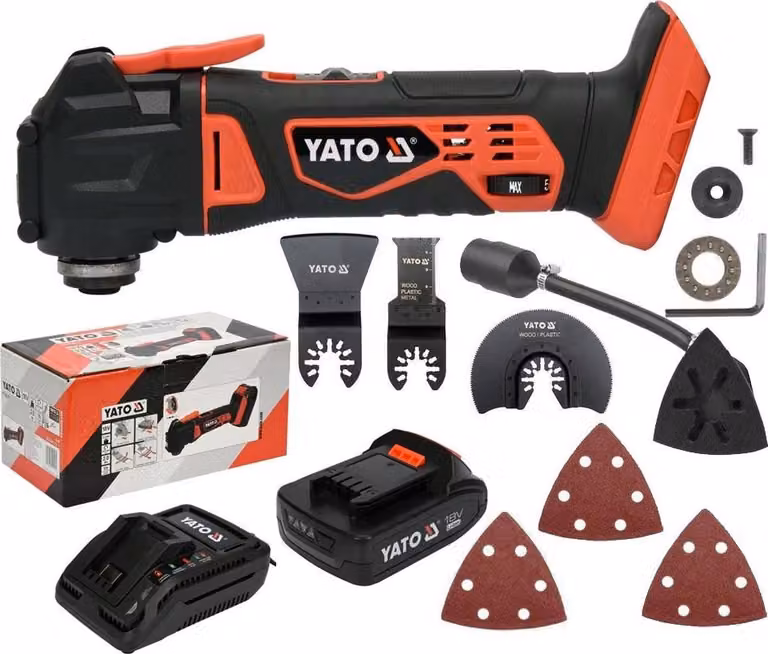 Utensile multifunzione a batteria da 18 V (1 batteria da 2 Ah + caricabatterie)
