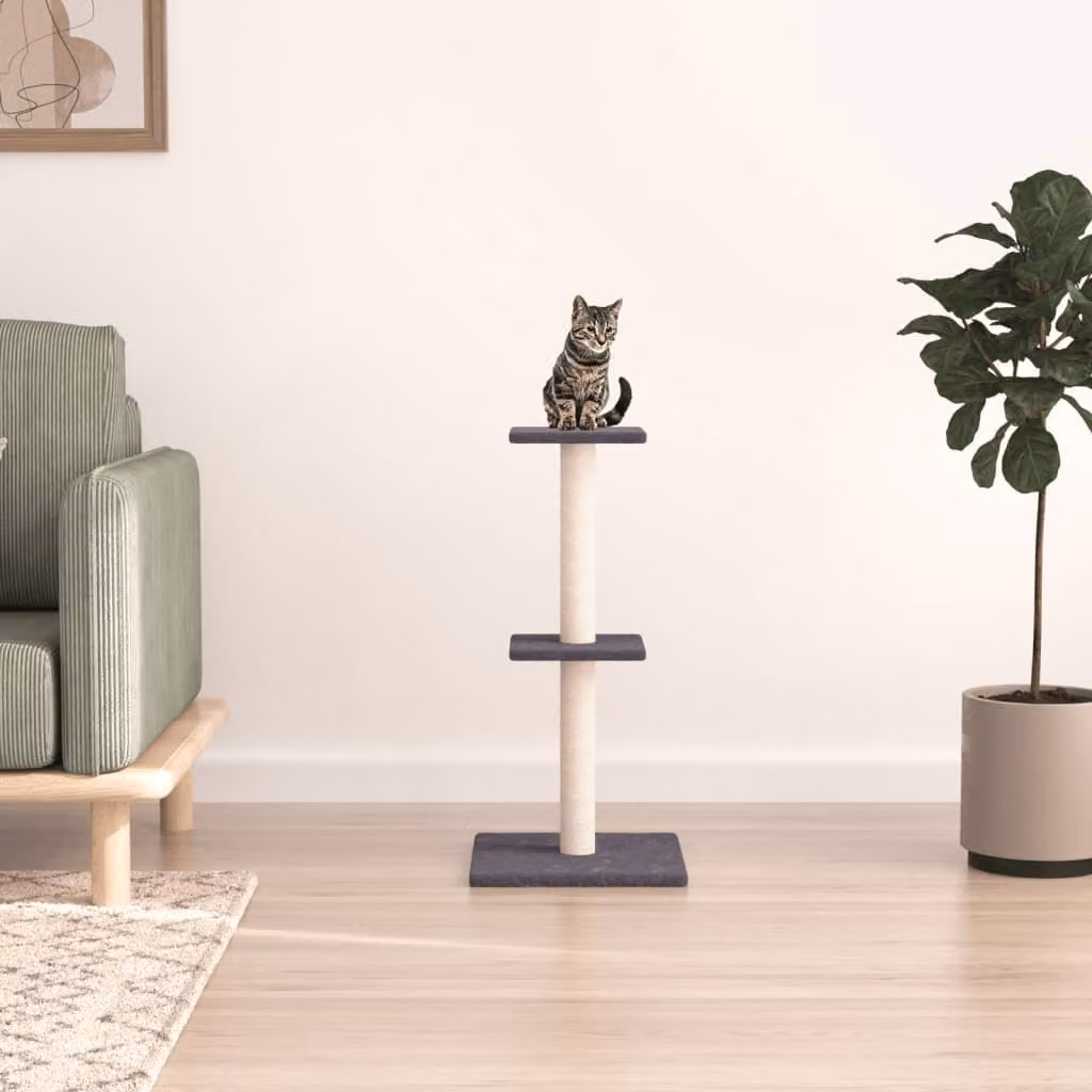 vidaXL Albero per Gatti con Tiragraffi in Sisal Grigio Altezza: 73 cm