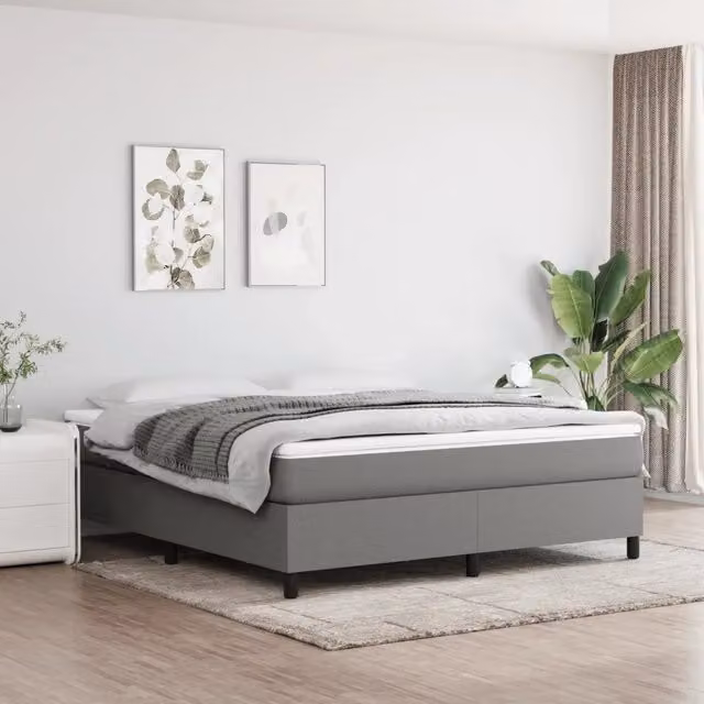 Struttura Letto Imbottita con Rete a Doghe Cambrate vidaXL, Grigio, L: 180 cm, P: 200 cm, H: 35 cm – 1