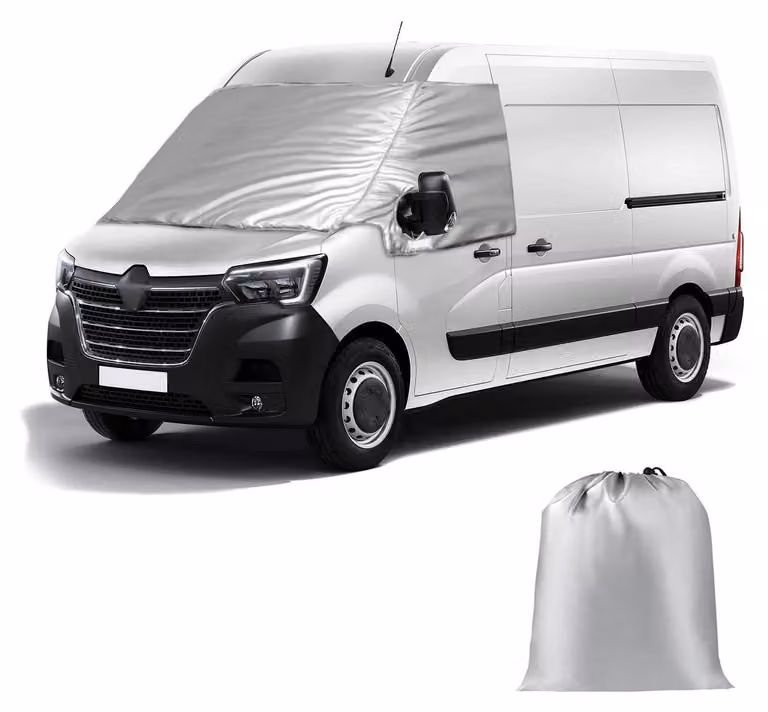 Copertura parabrezza in tessuto Oxford 600D, colore argento, per Renault Master, Opel Movano, Nissan NV400, modelli dal 2010 al 2023