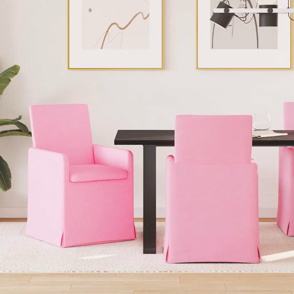 Set di 2 sedie da pranzo vidaXL in tessuto rosa per cucina e sala da pranzo L/P/H: 57 x 68 x 94 cm
