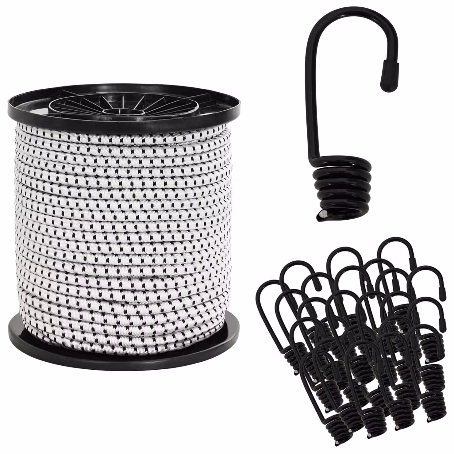 Corde Bungee con Ganci vidaXL in PP e gomma, Nero e Bianco, 4 mm