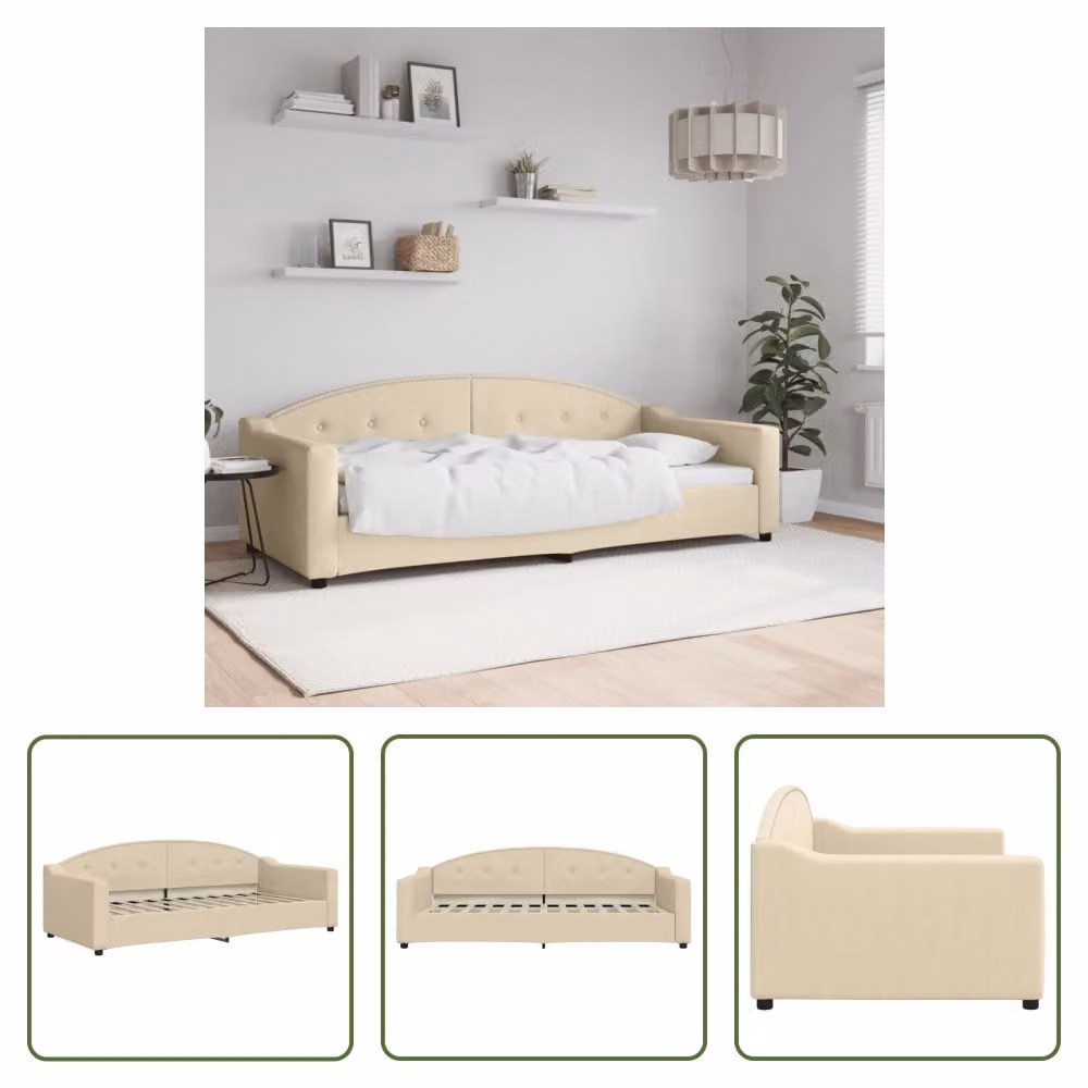 The Living Store Daybed Crema 90x200 cm Tessuto