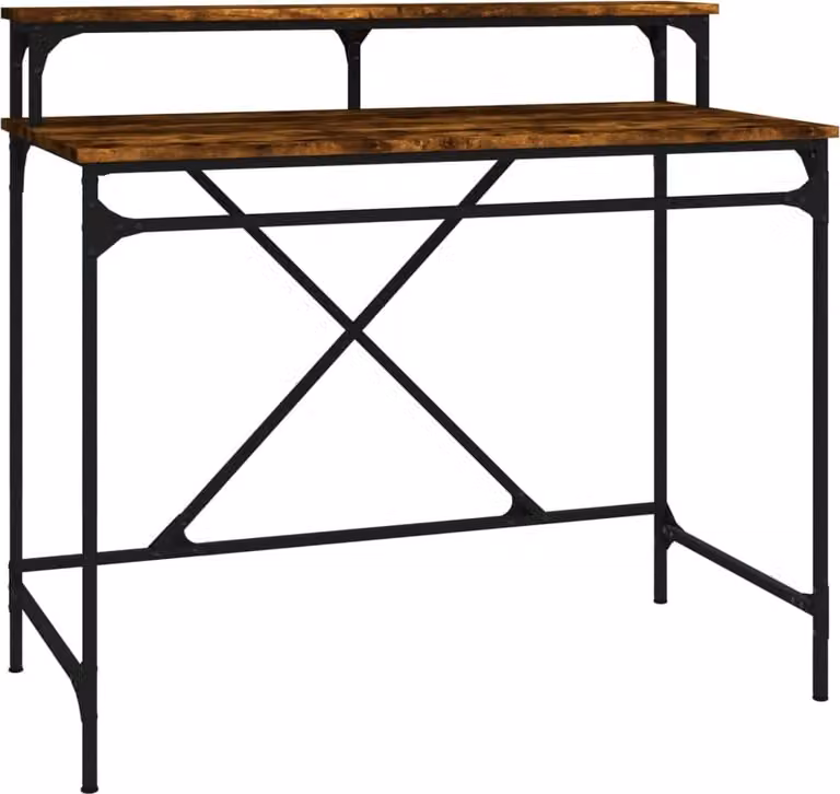 Scrivania Rovere Fumo 100x50x90 cm in Legno Multistrato e Ferro