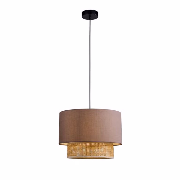 Viokef Lampada a sospensione Rika, dimmerabile, Alluminio / Grigio / Zincato, Soggiorno / Sala da pranzo, Tessuto / Stoffa / Seta, Lampada a sospensione
