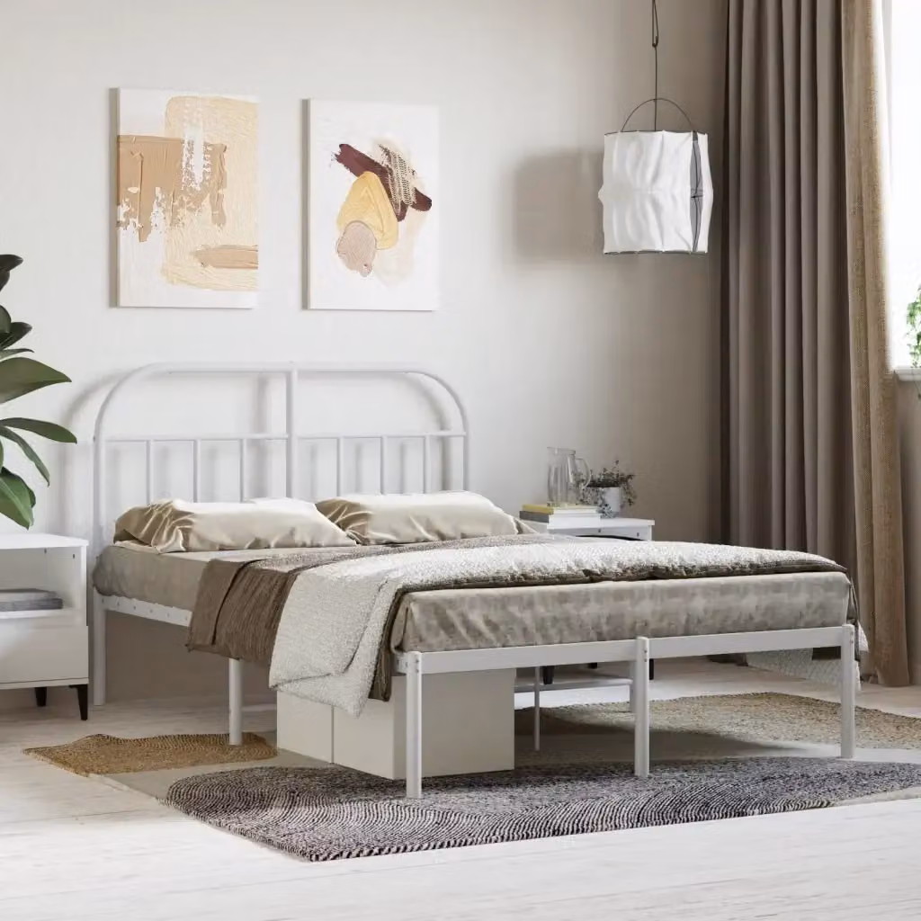 Letto matrimoniale DESIGN IN con testiera in metallo laccato bianco L/P/H: 125 x 196 x 100 cm – 2