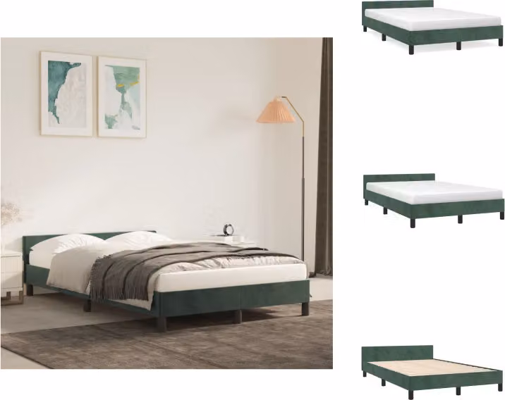vidaXL Struttura letto con testiera in velluto verde scuro 120x200 cm - Letti e strutture letto