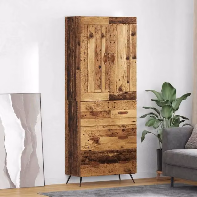 Credenza-Buffet-Armadio da cucina Legno vecchio 69,5 x 34 x 180 cm Legno multistrato 180518