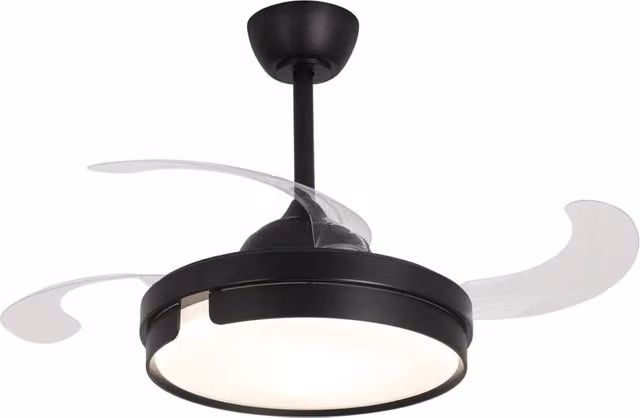 Ventilatore da soffitto LED LÚZETE Nashville con 4 pale pieghevoli regolabile, nero