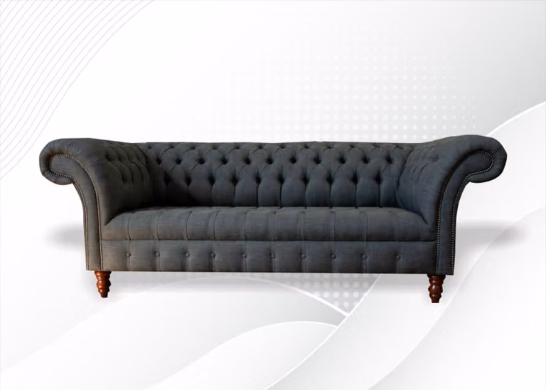 Xxl big Chesterfield 3 Sitzer Möbel Sofa Modern Textil Wohnzimmer Graue Couchen