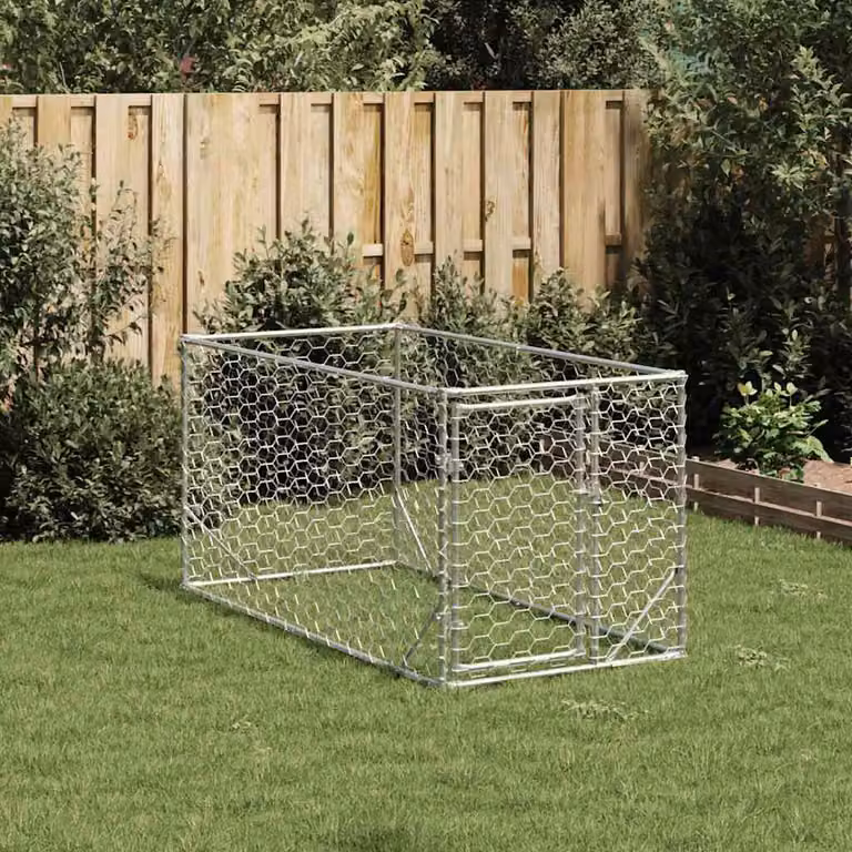 vidaXL Cuccia per cani da esterno con porta 2x1x1 m in acciaio zincato